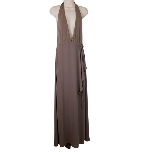 BCBGMaxazria SZ 8 Angeline Halter Evening Formal Dress Spanish Moss NWOT - Picture 2 of 7